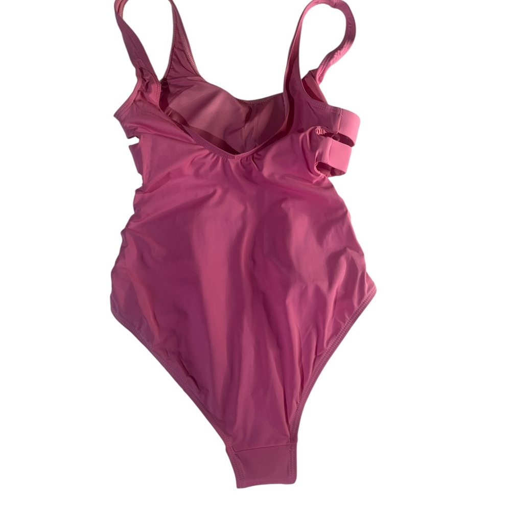 Bikini Bliss Pink One-Piece Swimsuit – Side Elastic Bands & Buckle – Size Small - Picture 5 of 5